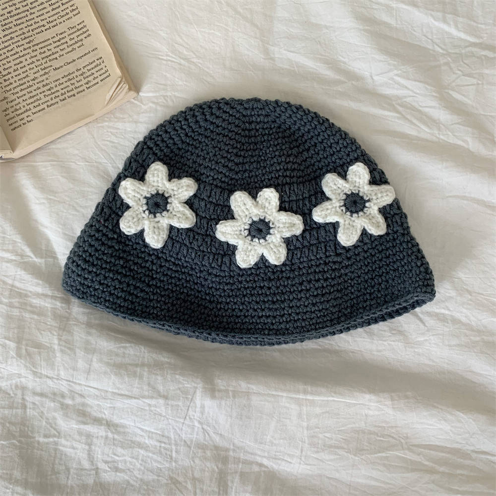 Niche Retro Handmade Flower Bucket Hat Japanese Sweet All-matching