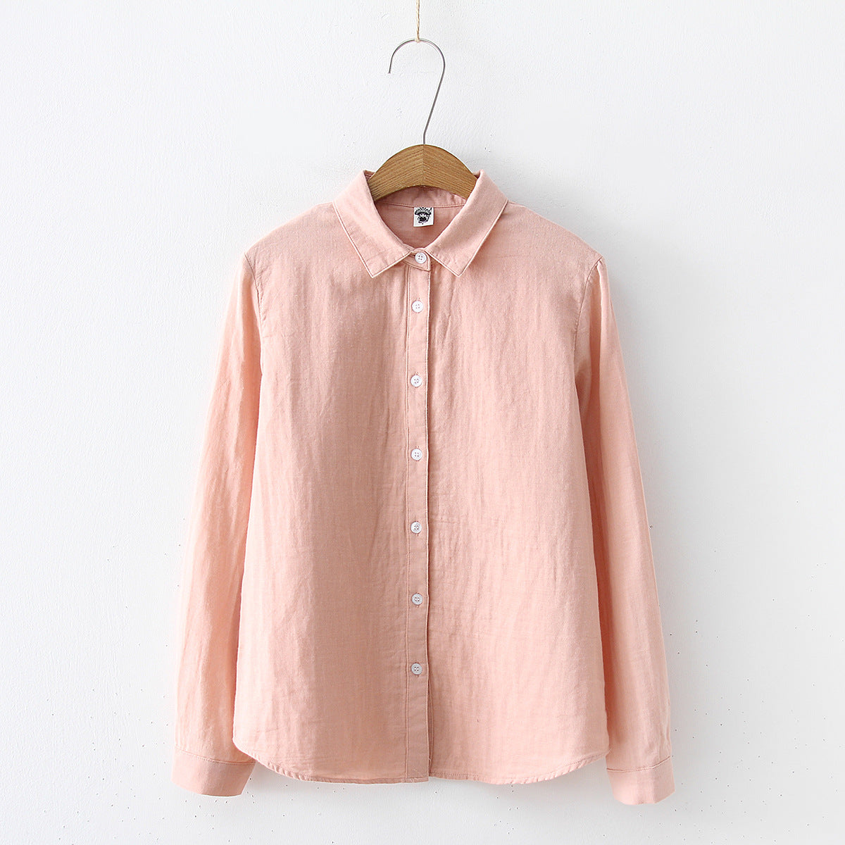Double-layer Cotton Yarn Pure Color Skin-friendly Long-sleeved Shirt