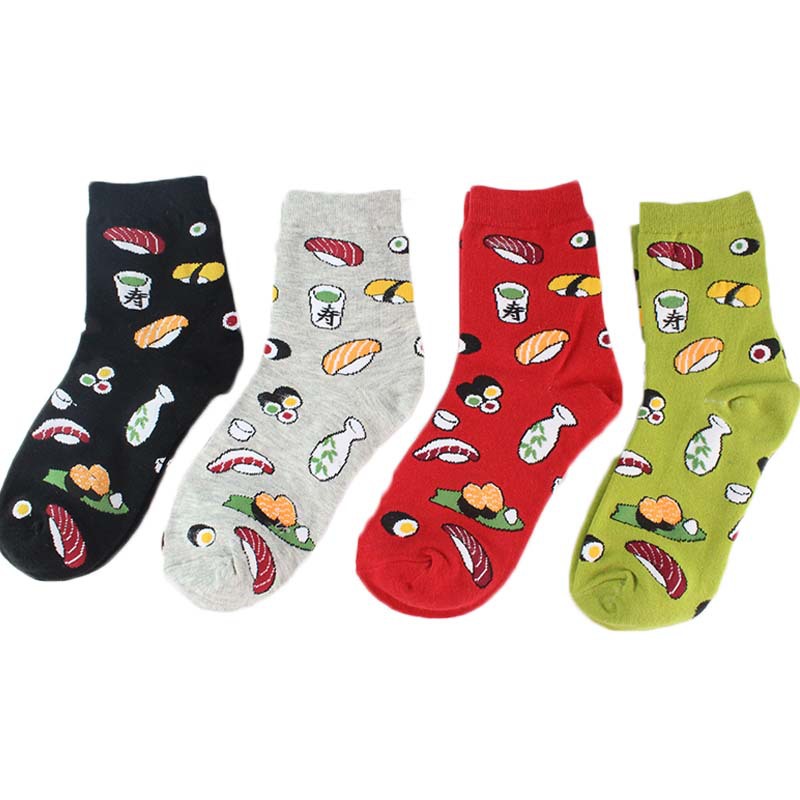 Creative Cartoon Life Food Sushi Ladies Cotton Mid-calf Length Socks Wholesale Women's Socks