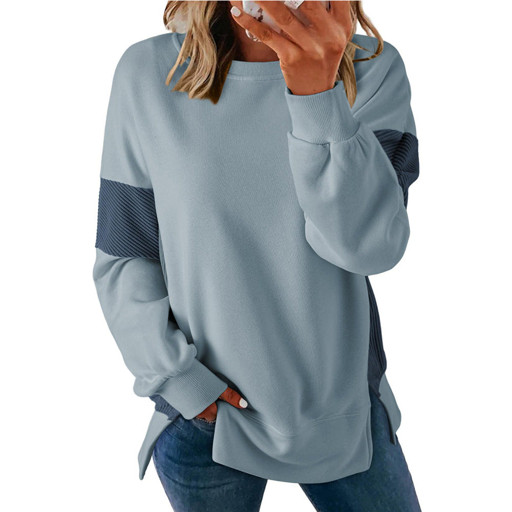 Rund Hals Multicolor Rund Hals All-match Afslappet Løs Sweatshirt