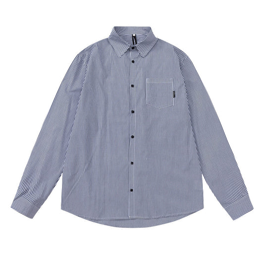 Spring And Autumn Vertical Striped Long-sleeved Shirt