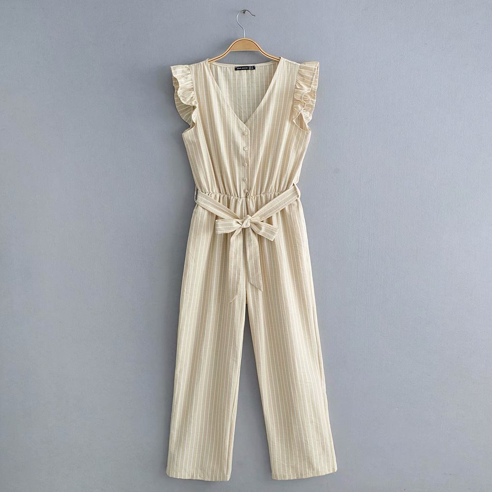 Denise collectie - Stijlvolle katoenen jumpsuit met strepen