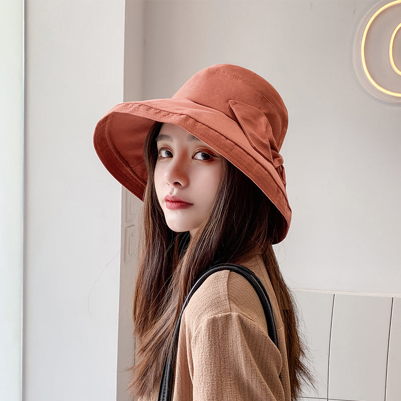 Women's Sunshade Summer Large Brim Bow Basin Hat