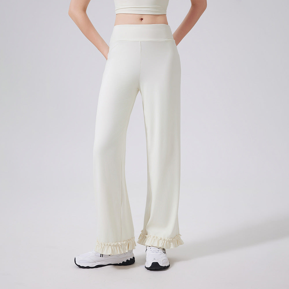 High Waist Belly Contracting Lace Loose Casual Straight Trousers