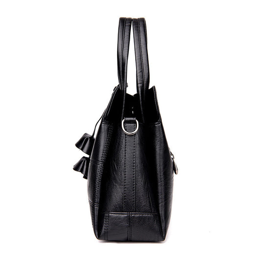 Fashion All-match Soft Leather Three-layer Large-capacity Shoulder Bag