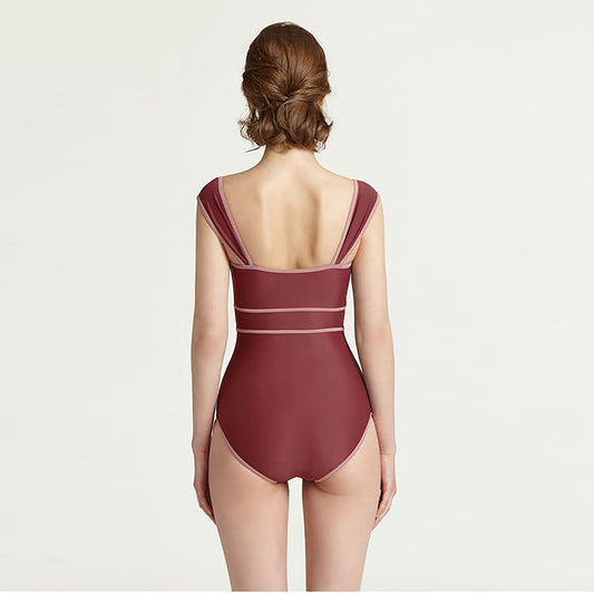 Slim Fit Cover Belly Slim Swimsuit Contrast Color Hot Spring