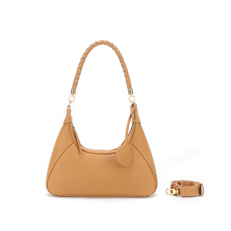 Leather Underarm Woven Crossbody Bag