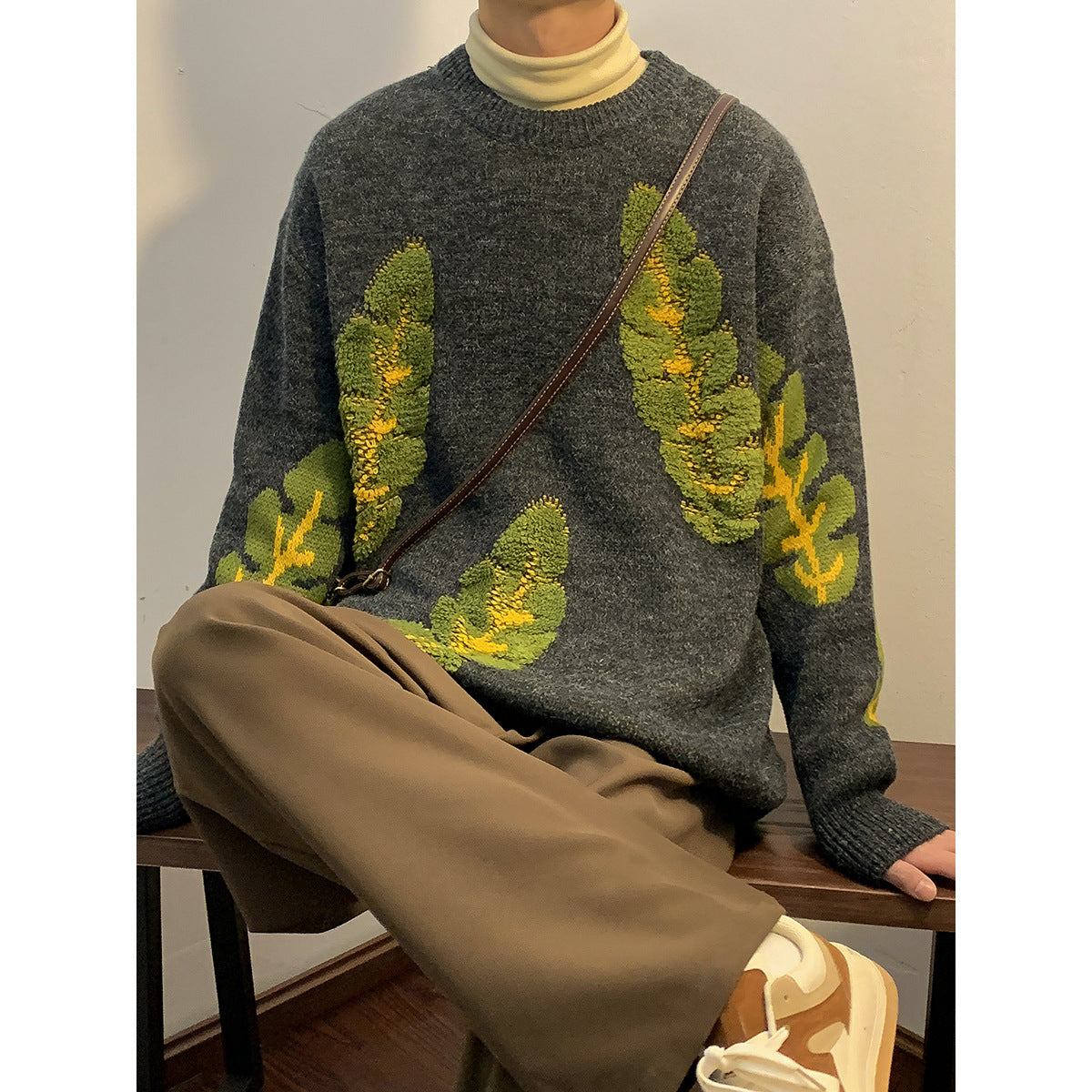 Couple's Heavy Bottomed Shirt Abstract Jacquard Sweater