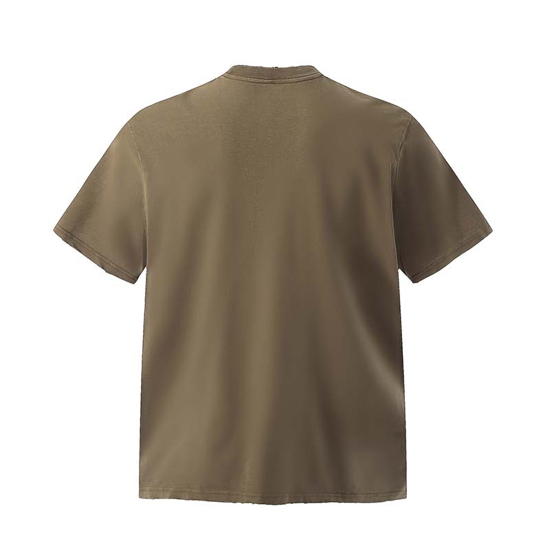 National Fashion American Washed Old Character Letter Print Short-sleeve