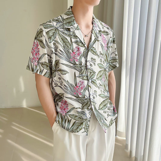 Cuban Collar Loose Shoulder Shirt