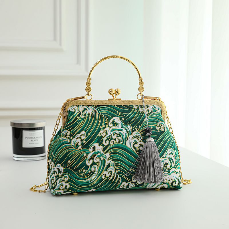 New Chinese Style Retro National Style Embroidered Clutch Bag Red-crowned Crane Handbag