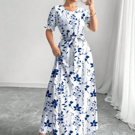 Summer Fashion Short-Sleeve Printed Dress