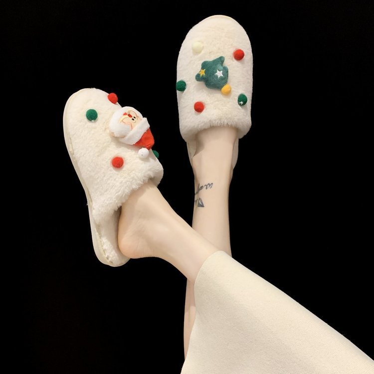 Santa Claus Slippers Women's Flat Baotou