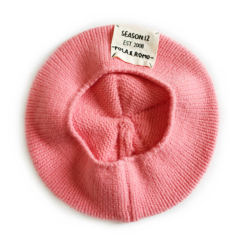 Comfortable Beret Wool Art Cloth Label Embroidered Letters Casual