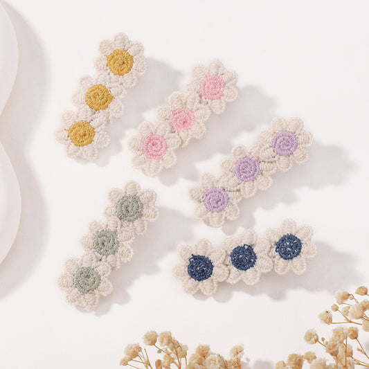 Retro Linen SUNFLOWER Children's Barrettes