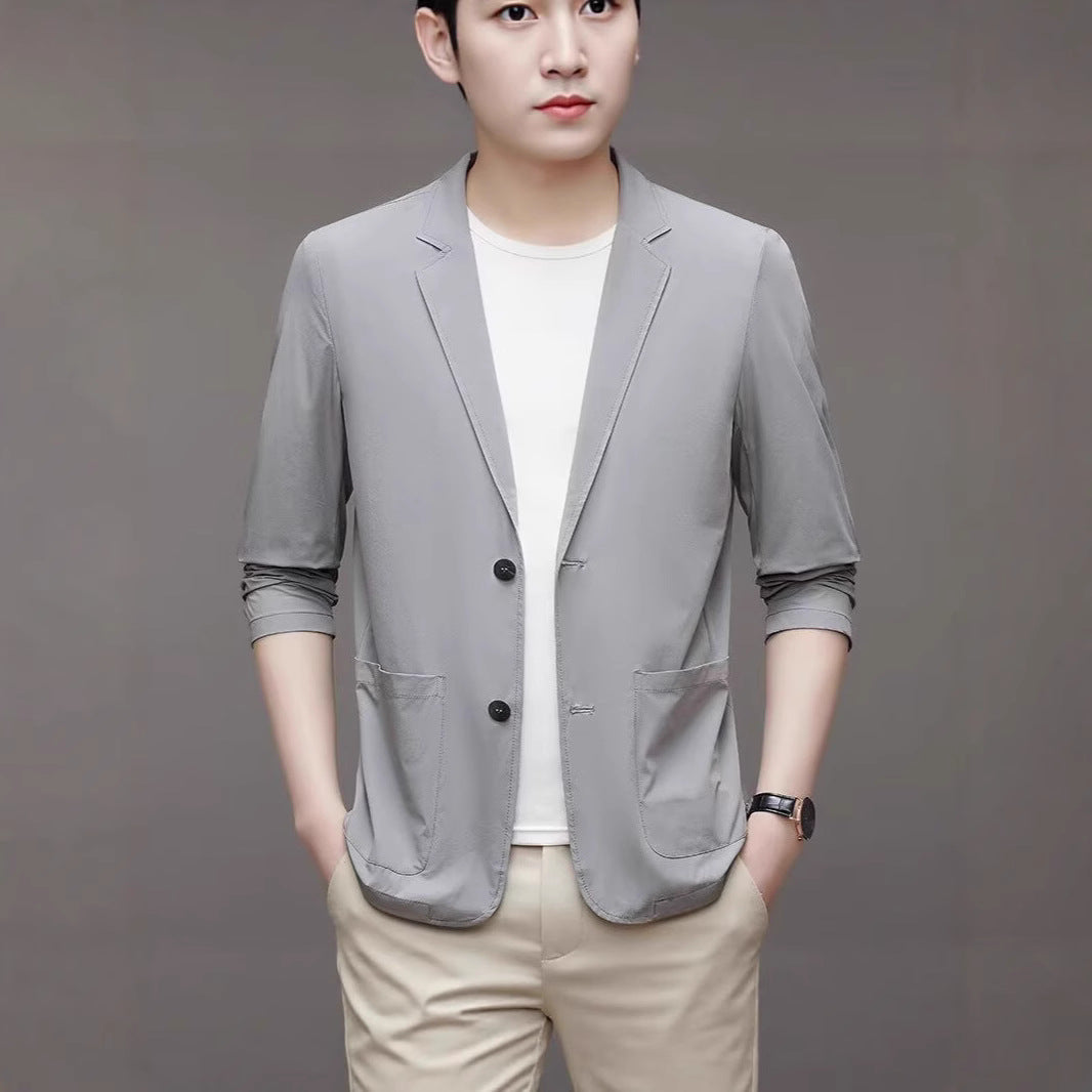 Ice Silk Men's Lightweight Casual Stretch Suit