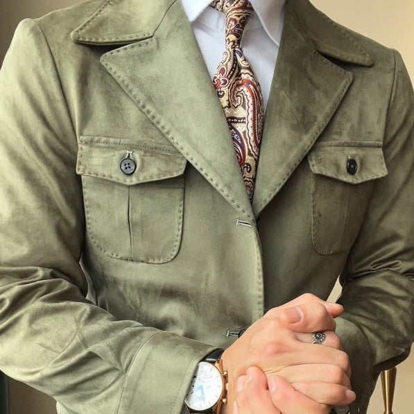 Spring Men's Retro Suede Velvet Jacket