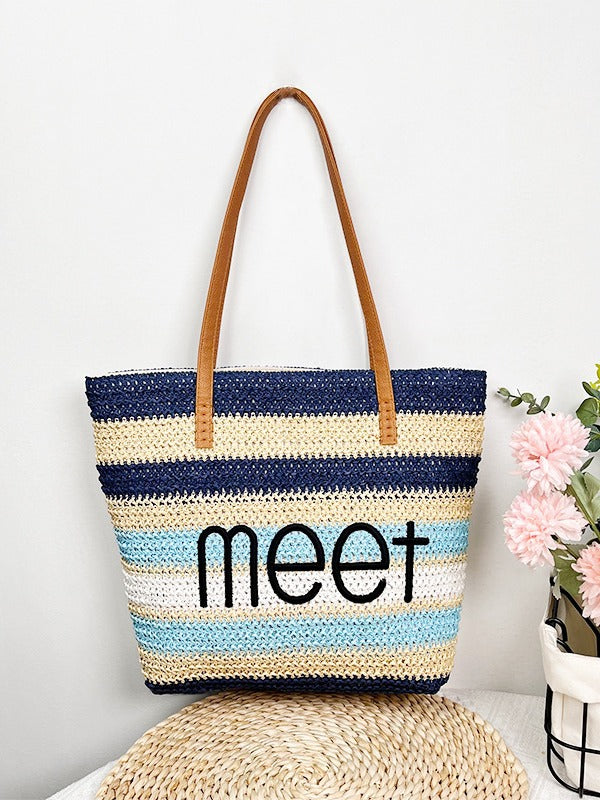 Straw-woven Womens Large-capacity Shopping Bag