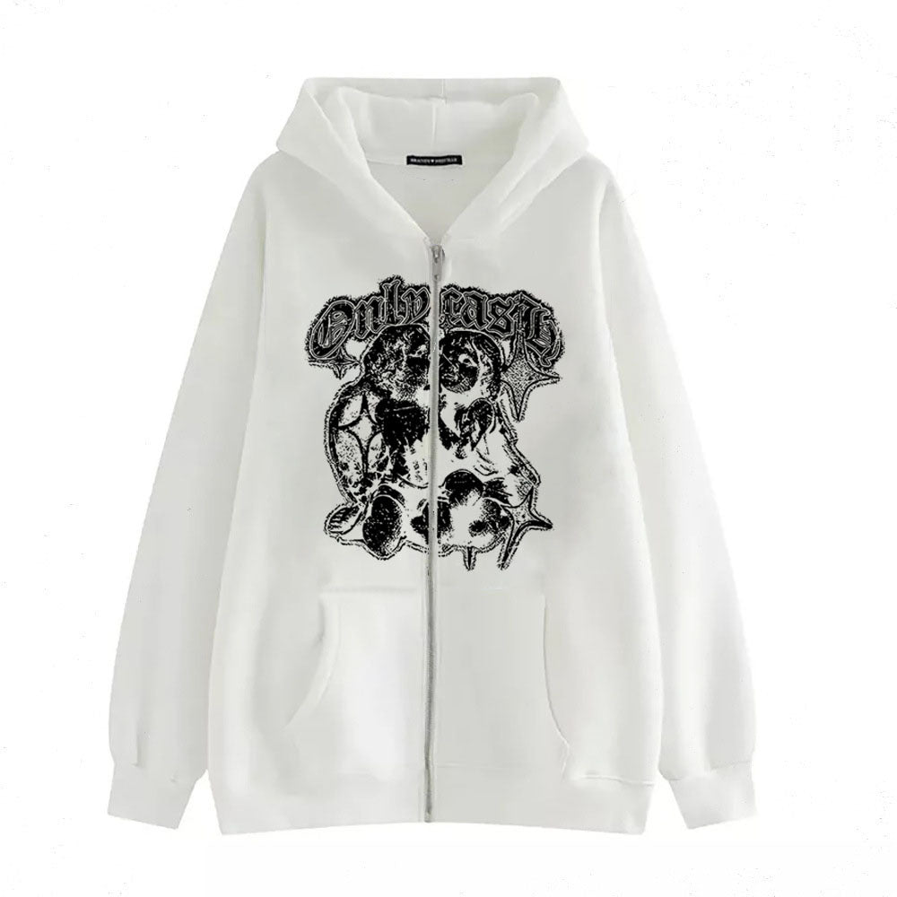 Women's Casual Hoodie Wings Angel Zipper Sweater