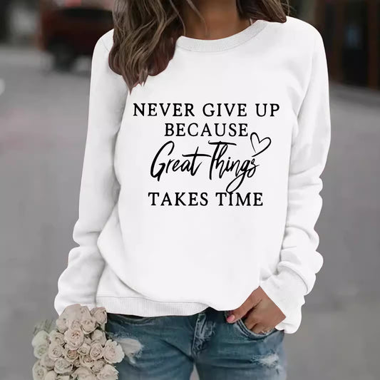 Casual Long Sleeve Round Neck Print Sweatshirt