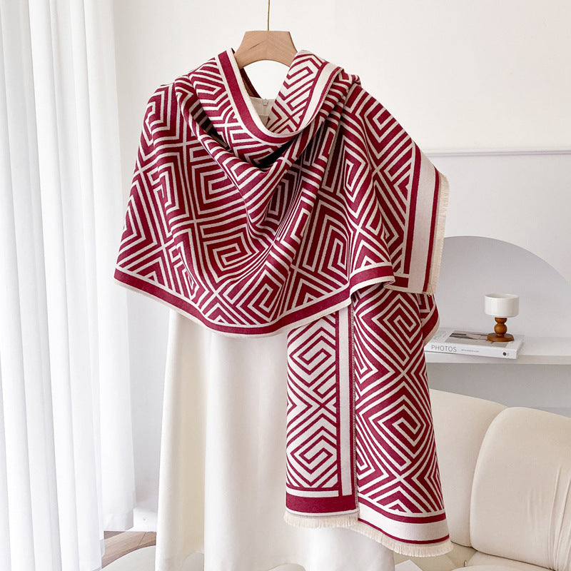 Thickened Warm Office Cloak Nap Wool Blanket Plaid Cloak Dual-use