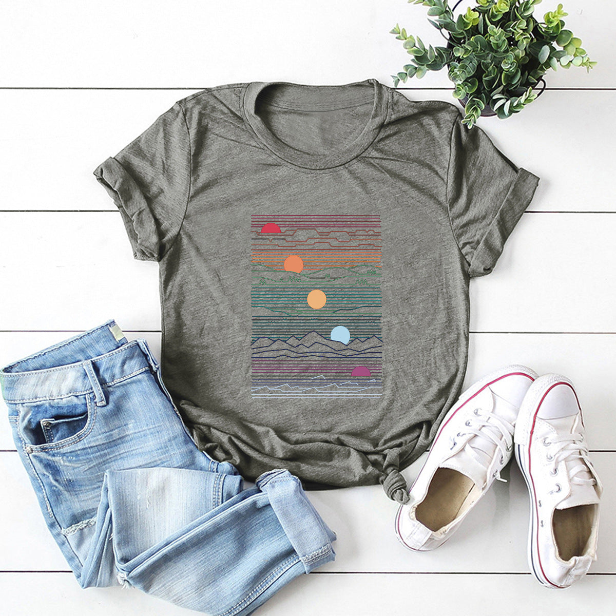 European And American Women's Round Neck Short Sleeve T-shirt