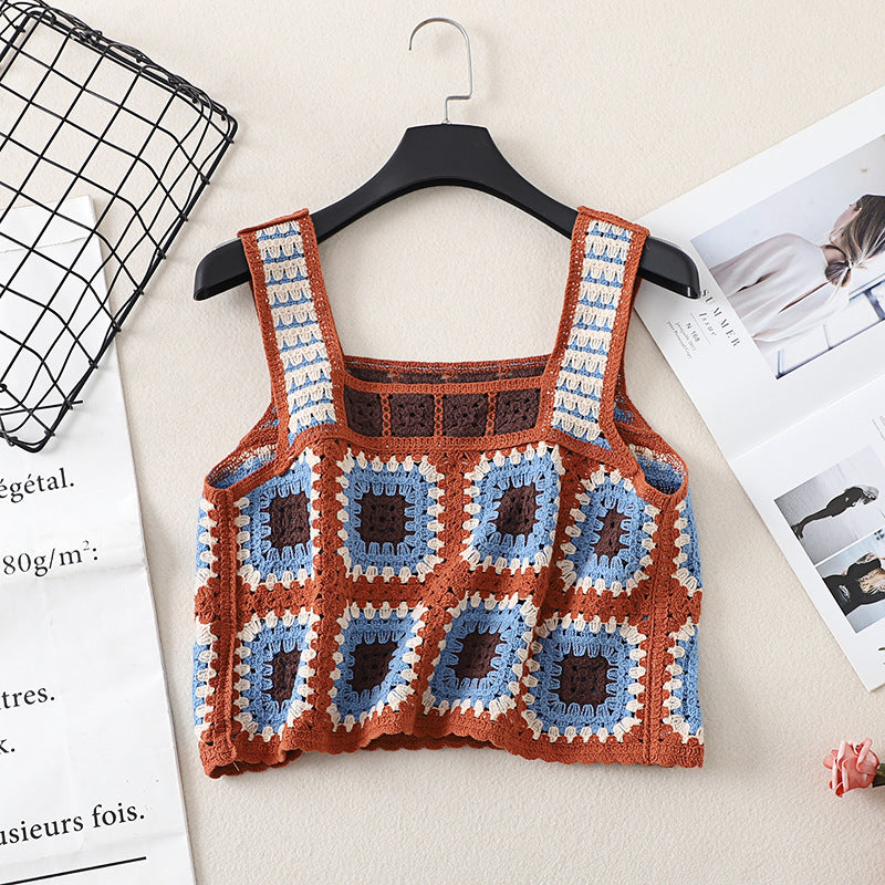 Retro Ethnic Style Knitted Crochet Hollow Suspender