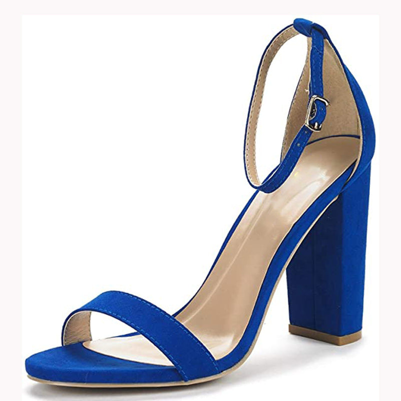 Bright Multicolor Suede Women's Chunky High Heel Sandals