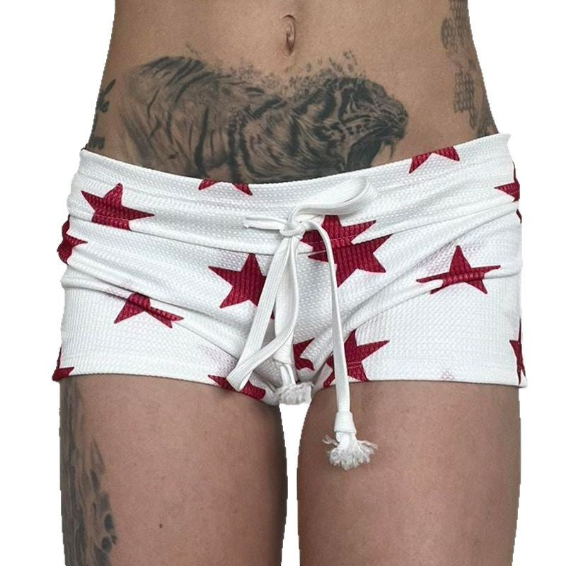 Summer Star Print Contrasting Color Sexy Casual Shorts