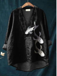 Fashion Digitaltryk Stor Bred V-hals Top