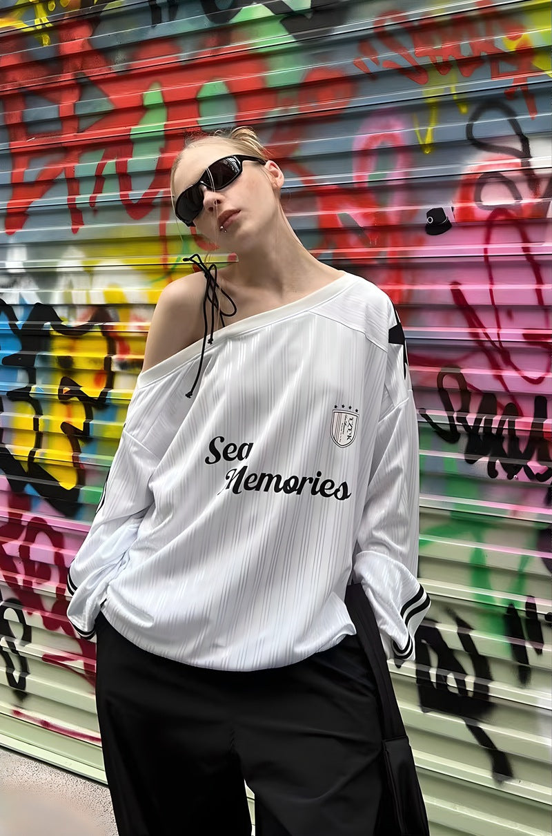 Amerikansk sweatshirt med skulderlangt ærme og bogstavtryk