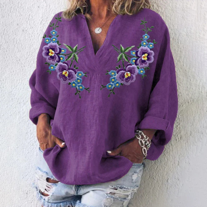Womens American-style Digitally Printed Linen Shirt