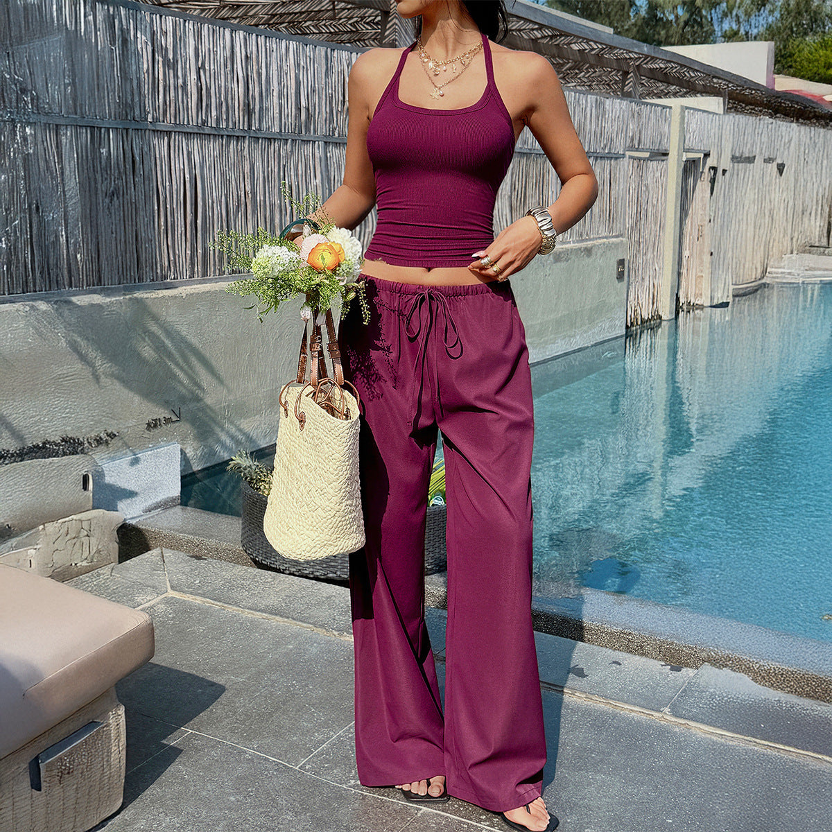 Women's Fashion Casual Suspender Pants Set