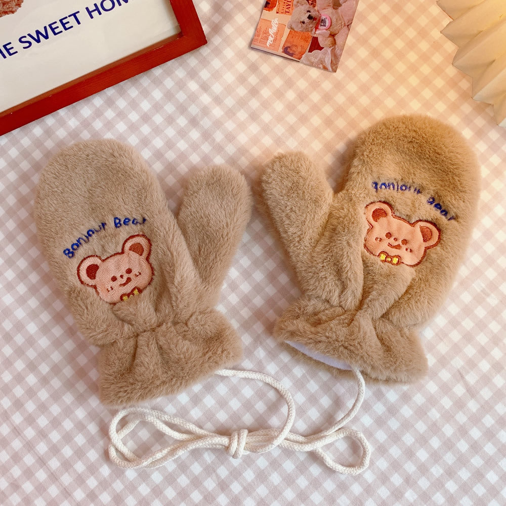 Chacha Bear Student Gloves With Lanyard