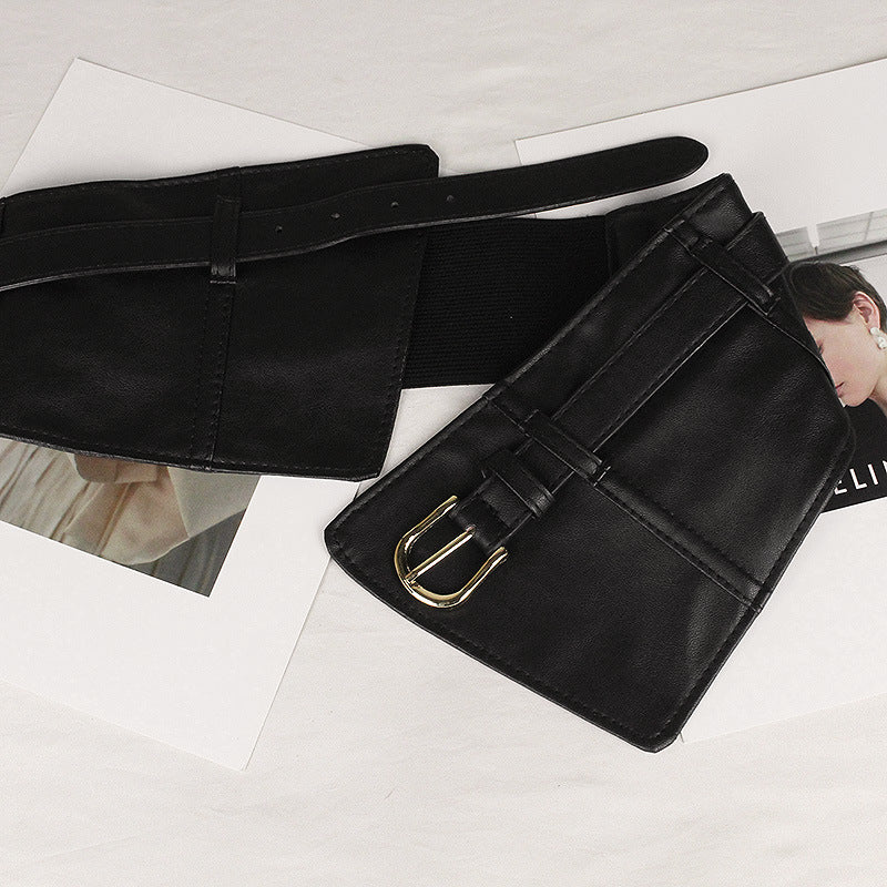 Black Extra Wide Waist Seal Elastic  Simple Versatile Sweater Belt