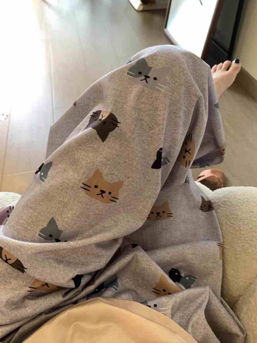 Cute Cat Print Pajama Pants Women's Plus Size Loose Casual Pants