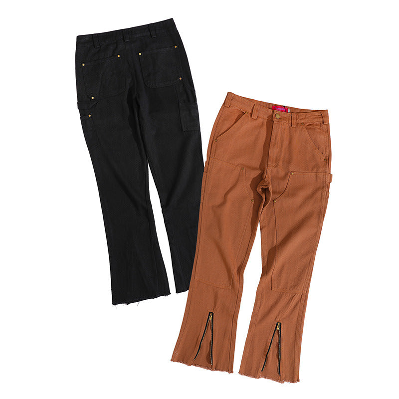Retro Style Trousers With Zipper Decoration For Men And Women
