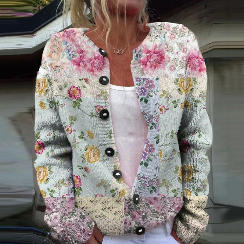 3D Digital Printing Cardigan Knitted Coat