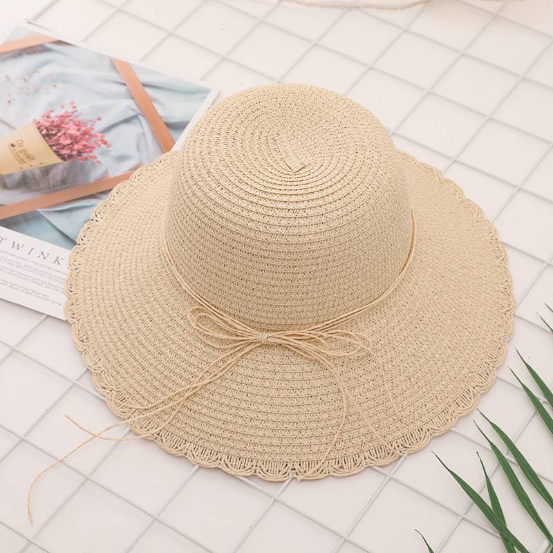 Summer Women's Foldable Lace Butterfly Rope Shade Straw Hat