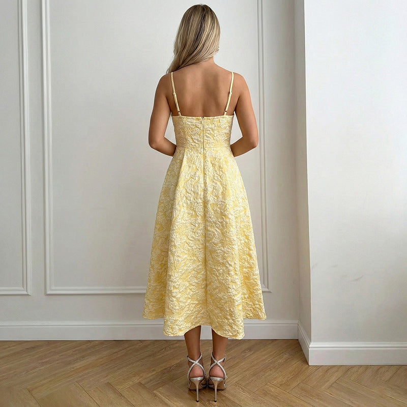 Sophisticated Jacquard Backless Dress For Women