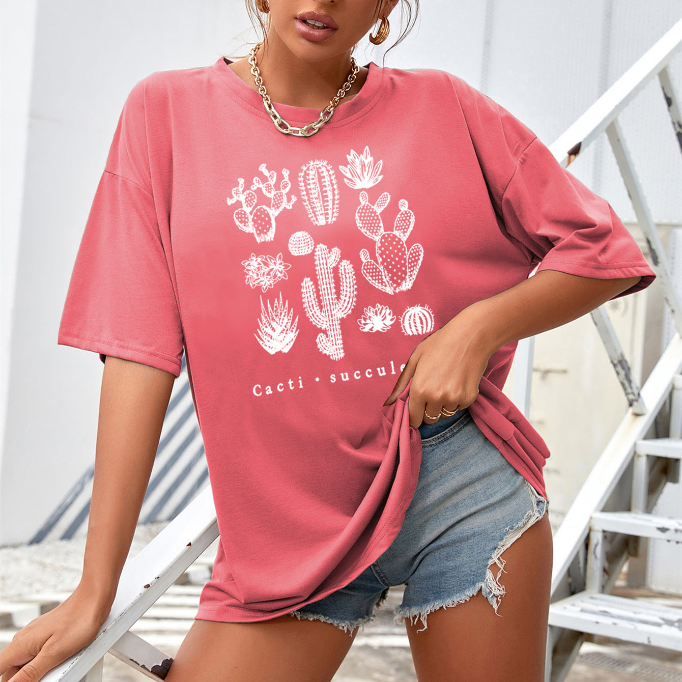 Women's Cactus Print Short Sleeve