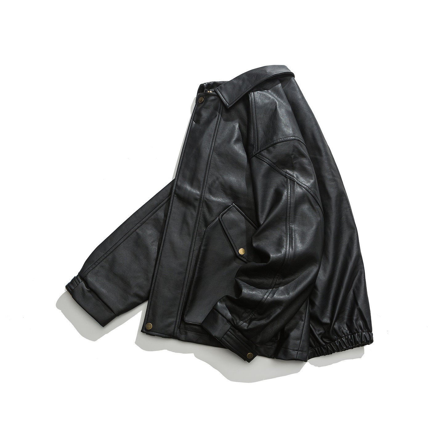Soft Leather Jacket Men's Double-stand Large Pocket Coat