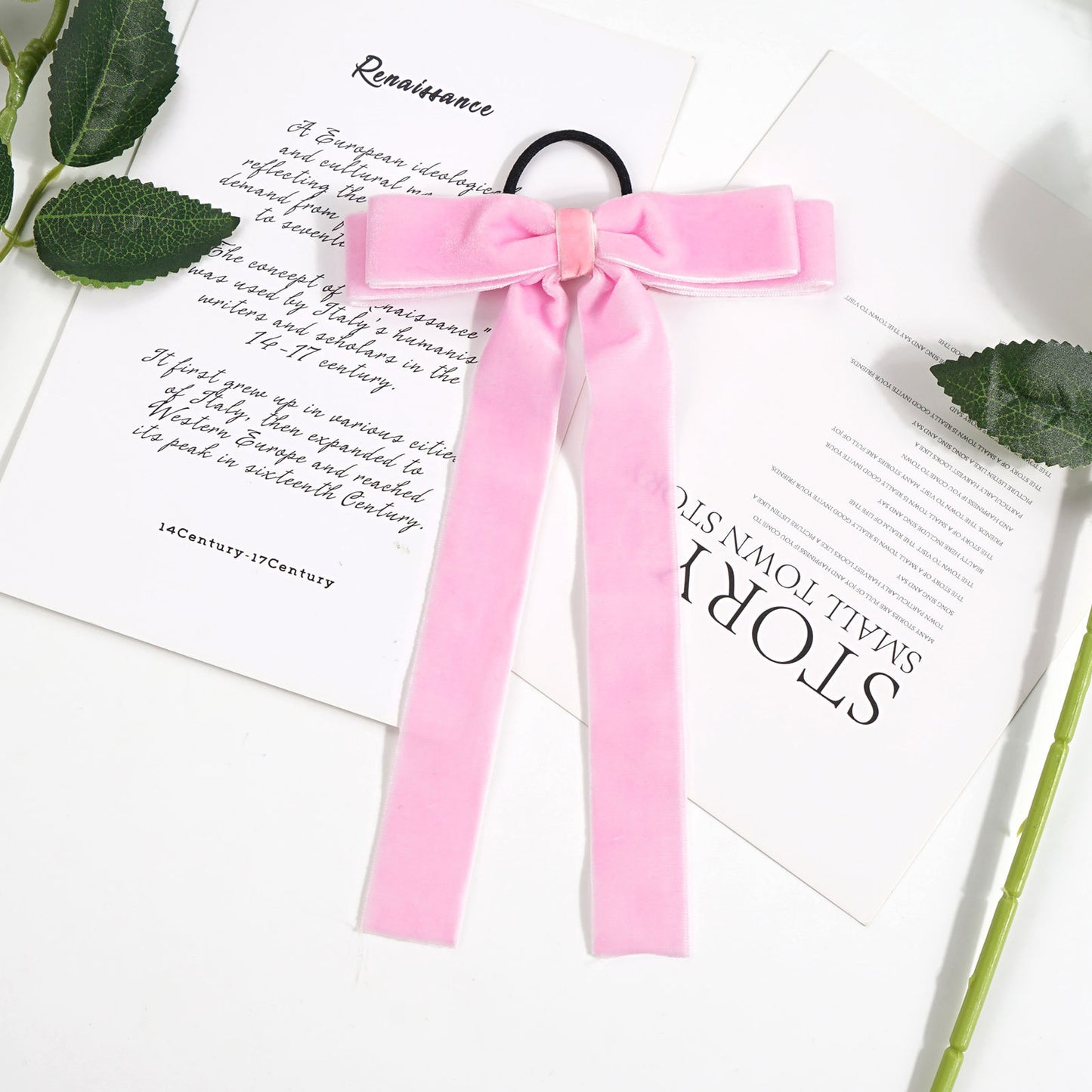 Velvet Bandeau Rubber Band Girl Bow Ribbon Horsetail Headwear