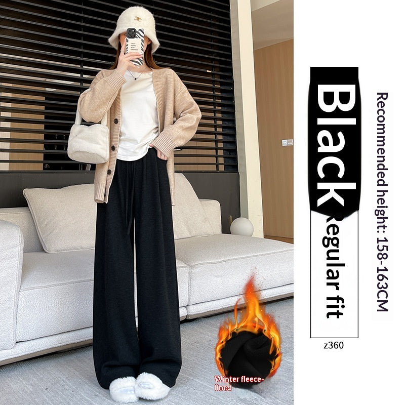 Straight-leg Lambswool Sticky Rice Pants For Fall And Winter
