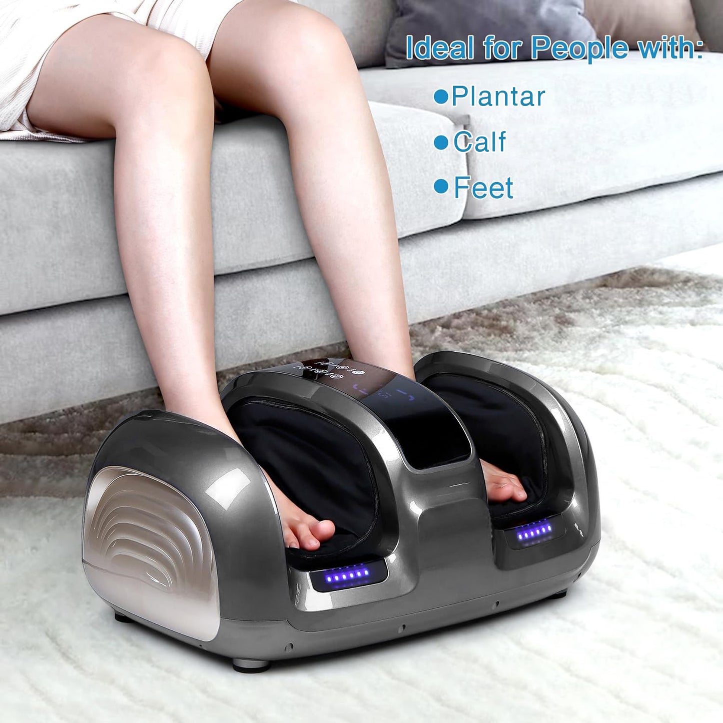3D Foot & Calf Massager With Heat - 4 Auto Programs & Adjustable Intensity For Full Relaxation