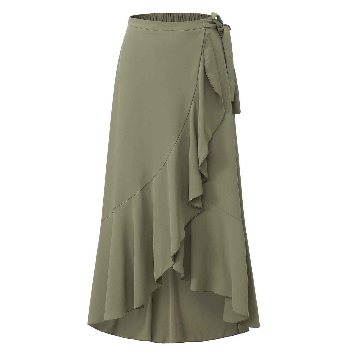 Wrap Skirt High Waist Elasticated Back Midi Length Womens