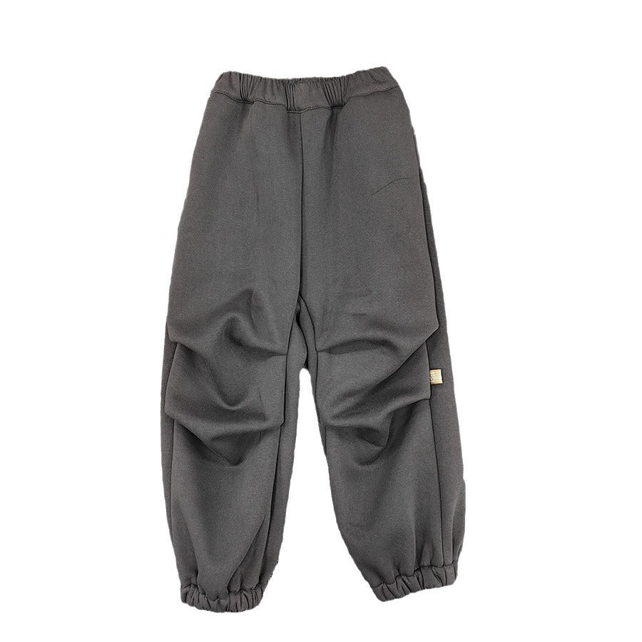 Autumn And Winter Children's Clothing Fleece-lined Casual All-match Loose Knitted Trousers