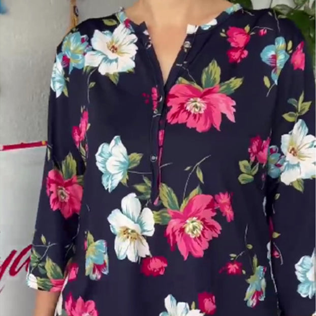 Dame T-shirt med print og korte ærmer
