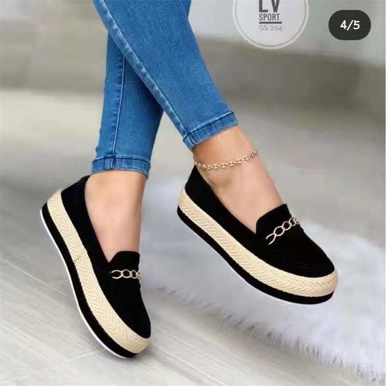 Small Metal Chain Braided Sole Casual Low-top Shoes