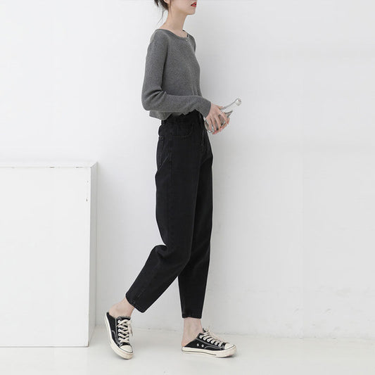 Slim, Thin, Tall, Wide-leg Black Straight-leg Jeans